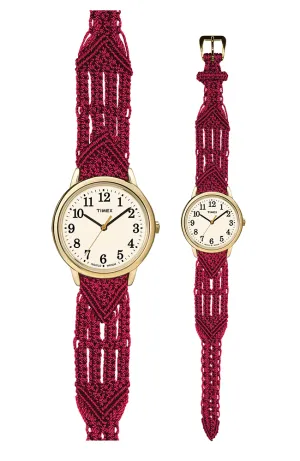 106 Red - Wide with Timex Gold Easy Reader Watch