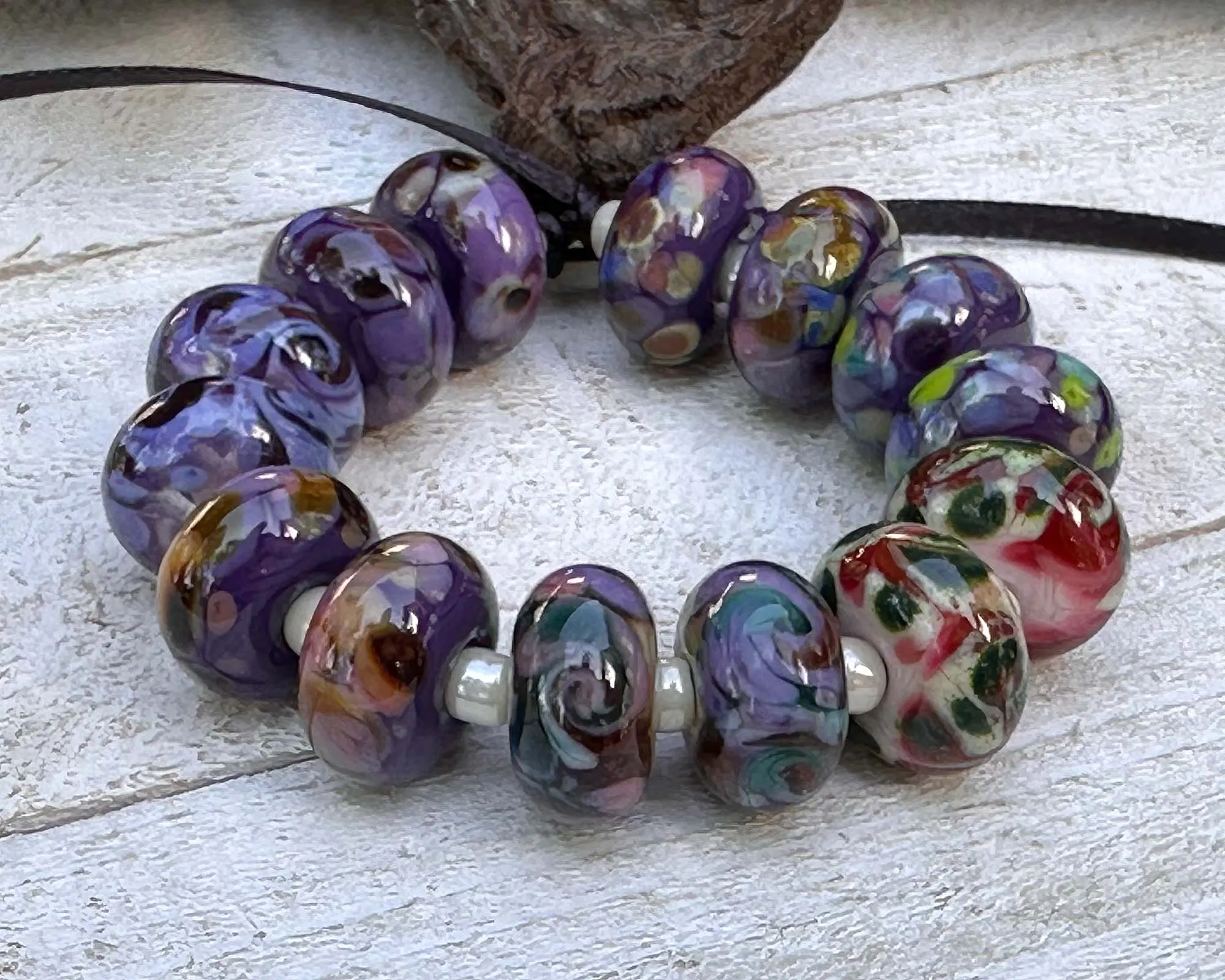 14 Mixed Mosaic Pairs Lampwork Beads Set SRA