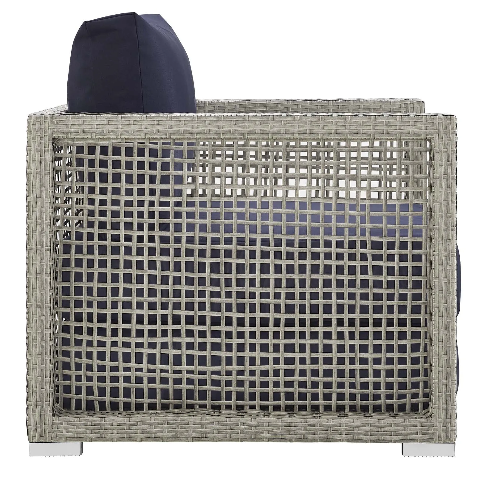 Aura 3 Piece Outdoor Patio Wicker Rattan Set Gray Navy EEI-3599-GRY-NAV-SET