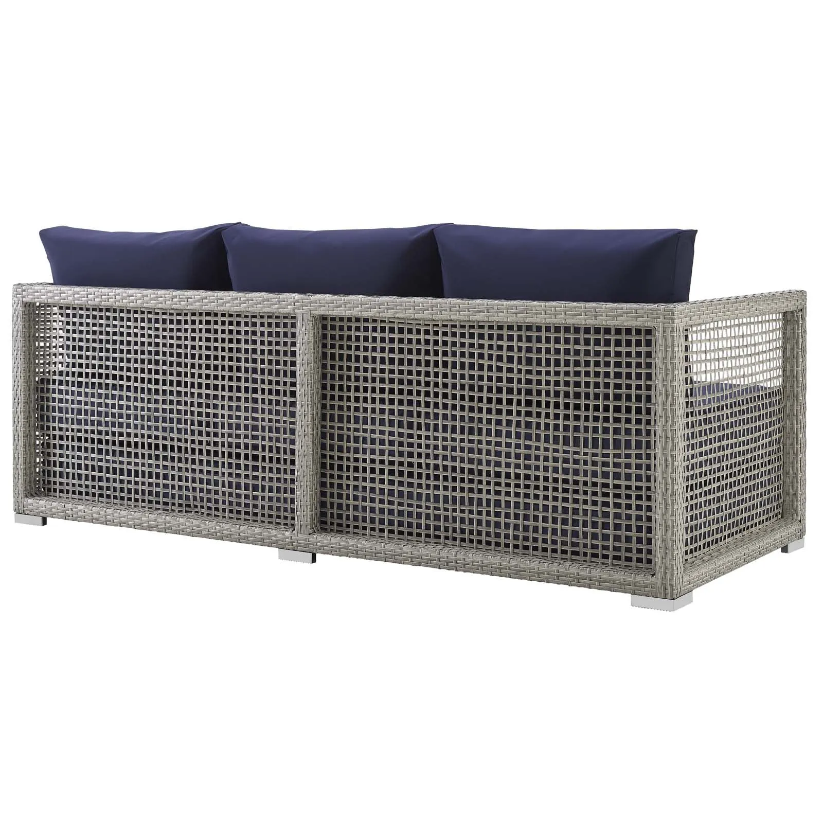 Aura 3 Piece Outdoor Patio Wicker Rattan Set Gray Navy EEI-3599-GRY-NAV-SET