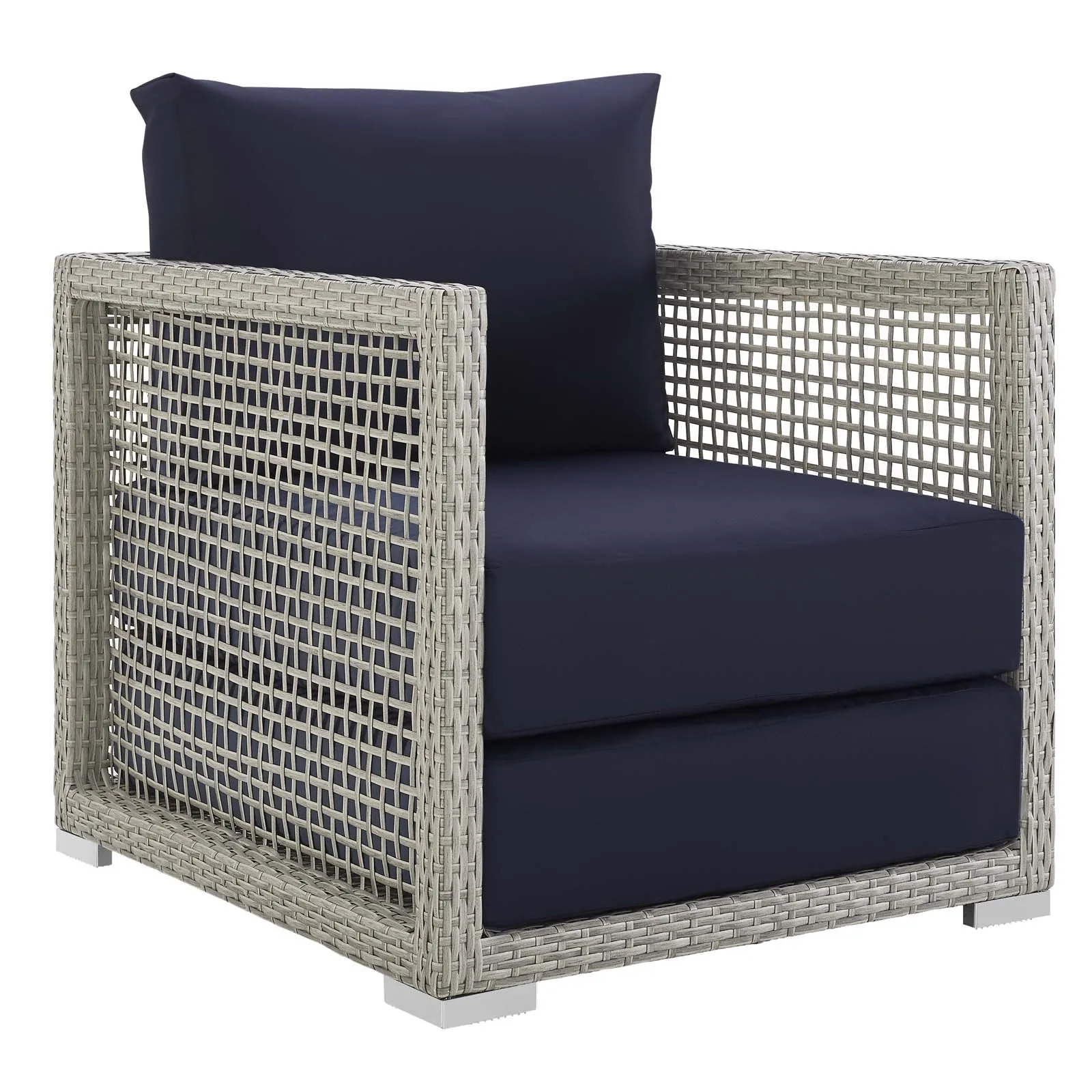 Aura 3 Piece Outdoor Patio Wicker Rattan Set Gray Navy EEI-3599-GRY-NAV-SET