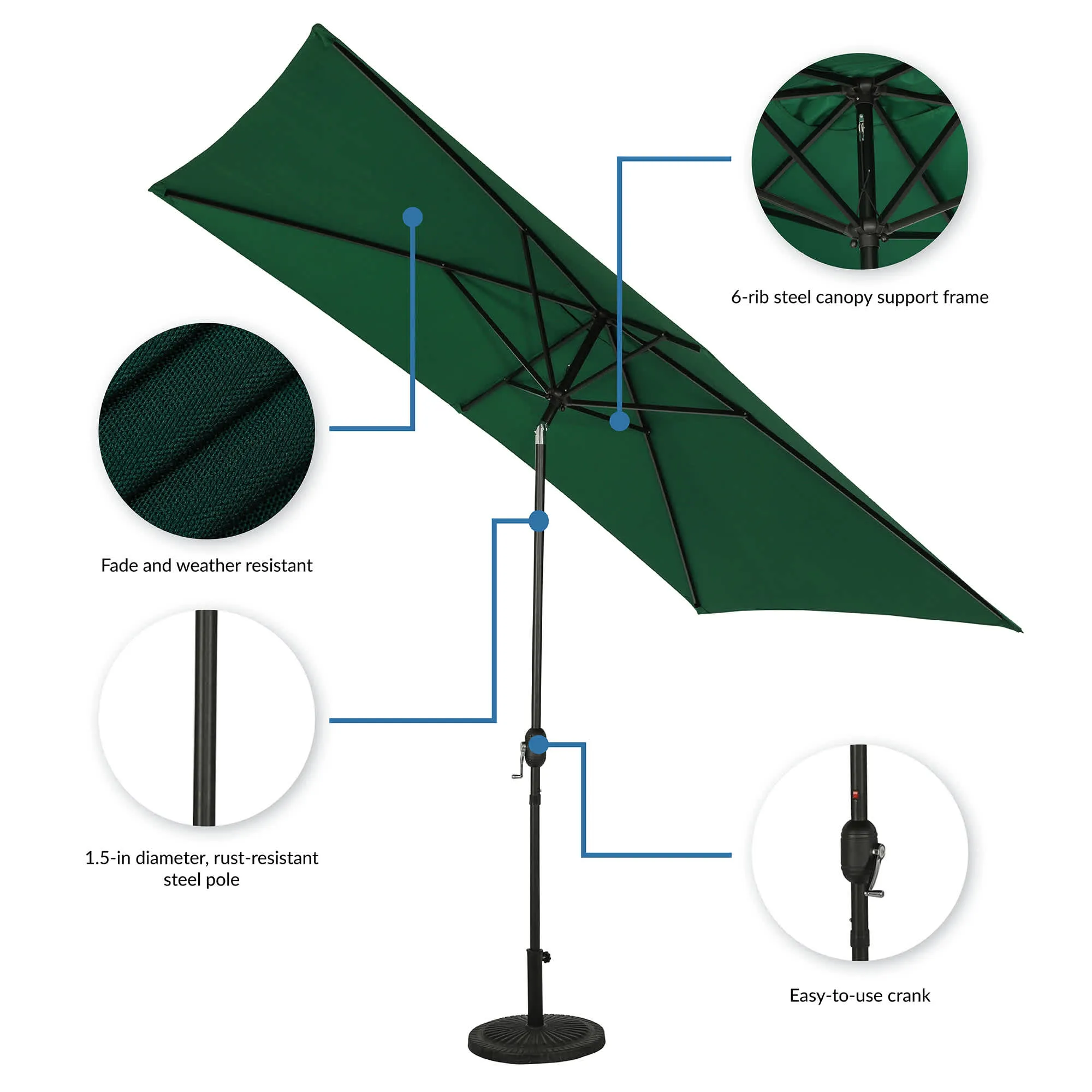 Bimini 6.5-ft x 10-ft Rectangular Market Umbrella - Polyester Canopy