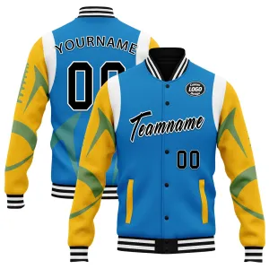 Custom Blue Los Angeles Jacket Bomber Full-Snap Varsity Letterman Personalized Jacket FZ005-D025004-24