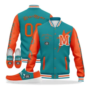 Custom Blue Orange Miami Jacket and Sports Shoes Combo Offer Personalized Combo ZH-D020294-24