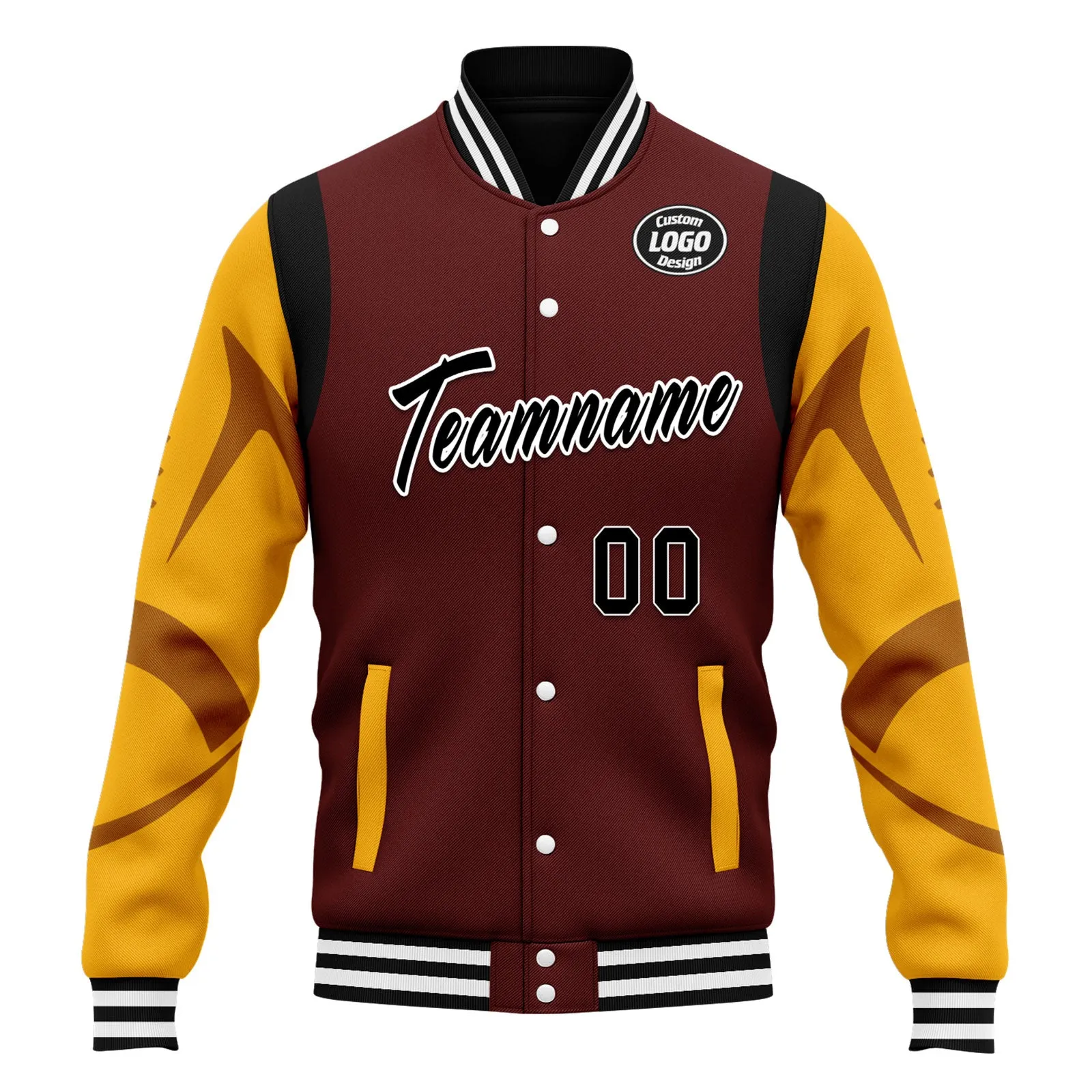 Custom Crimson Washington Jacket Bomber Full-Snap Varsity Letterman Personalized Jacket FZ005-D025004-29