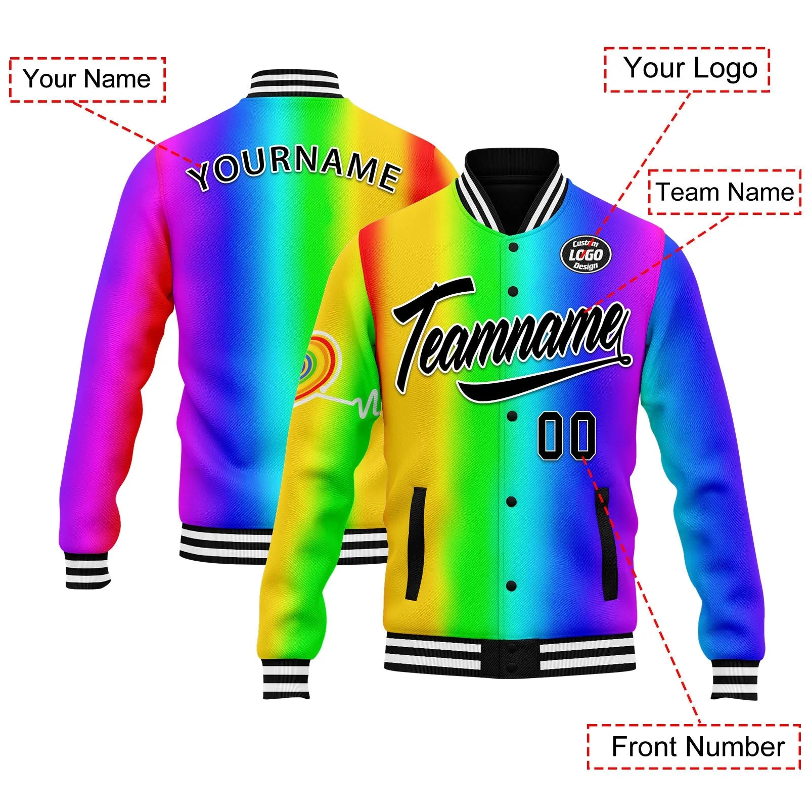 Custom Jacket Bomber Full-Snap Varsity Letterman Personalized Jacket FZ005-D025003-6