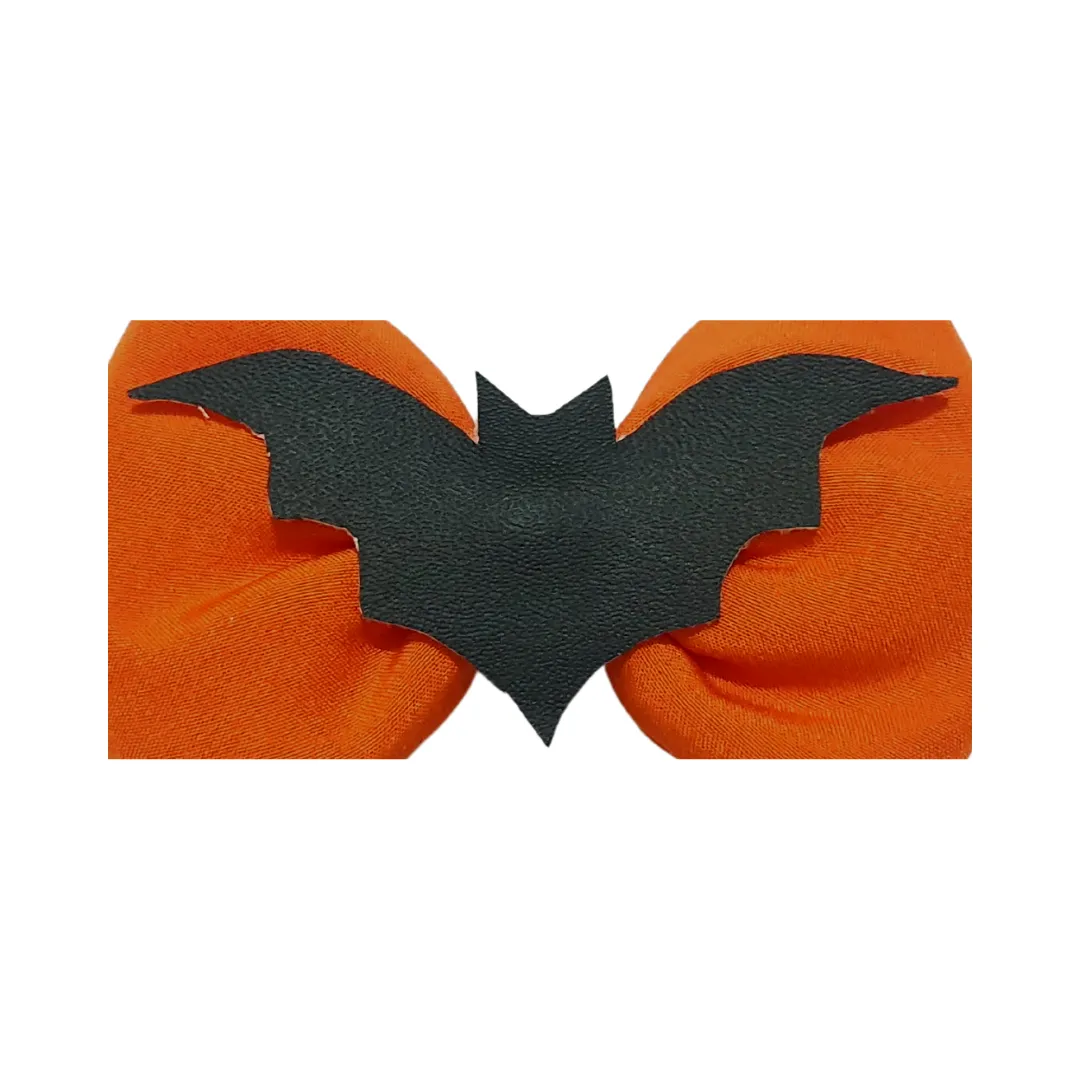 Halloween Bat Applique Bow Headband- Orange