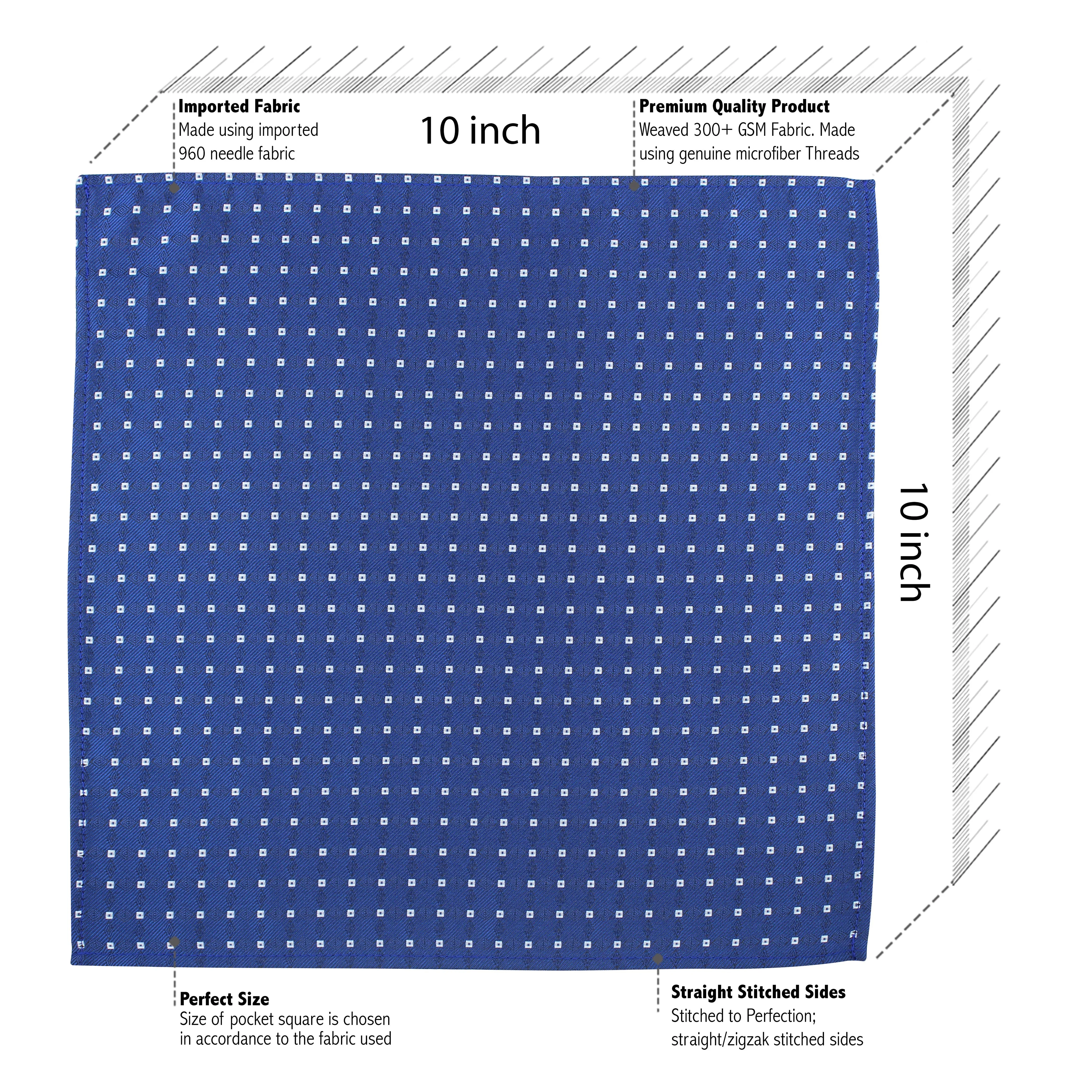 Kovove Blue Checkered Pocket Square For Men