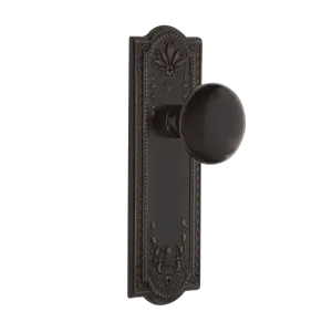 Meadows Long Plate with Black Porcelain Knob in Timeless Bronze