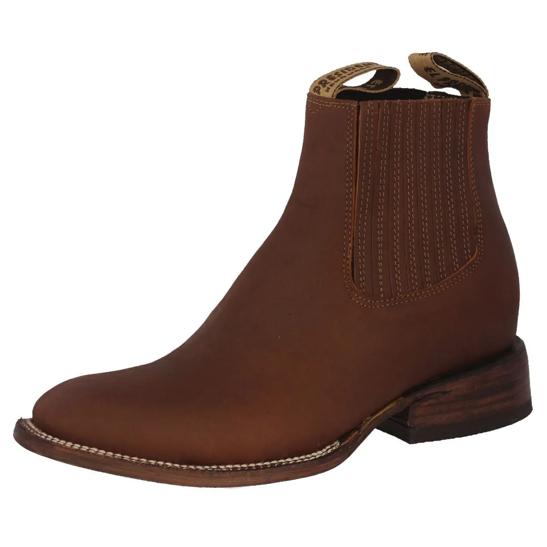 Mens Frances Cognac Chelsea Leather Boots - Square Toe