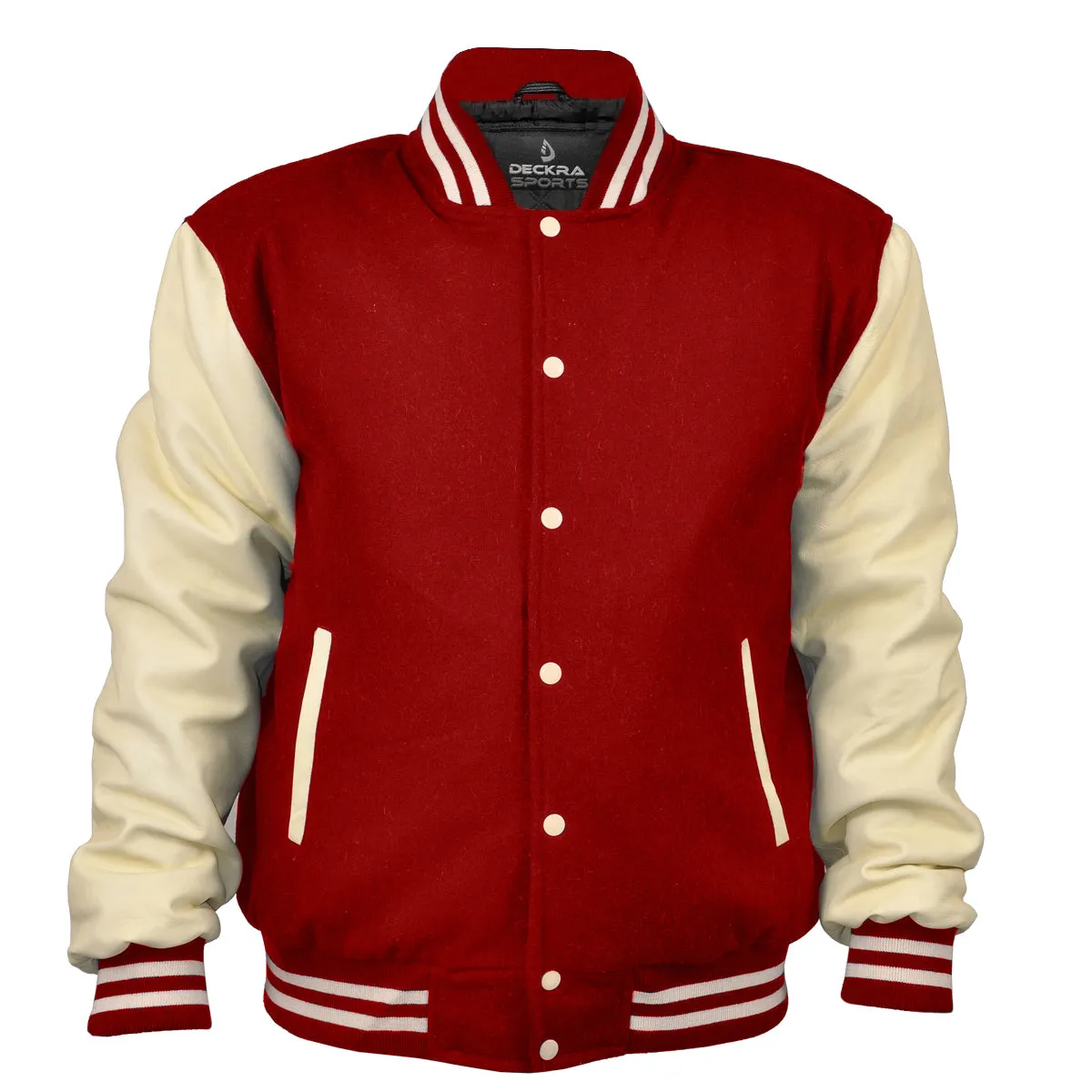 Men's Varsity Jackets Genuine Leather Sleeve And Wool Body Maroon/Cream