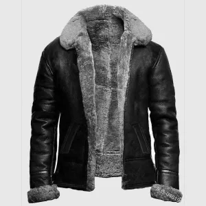 New Premium Quality Men's Aviator Ginger Brown B3 Real Shearling Sheepskin Leather Bomber Flying Jacket