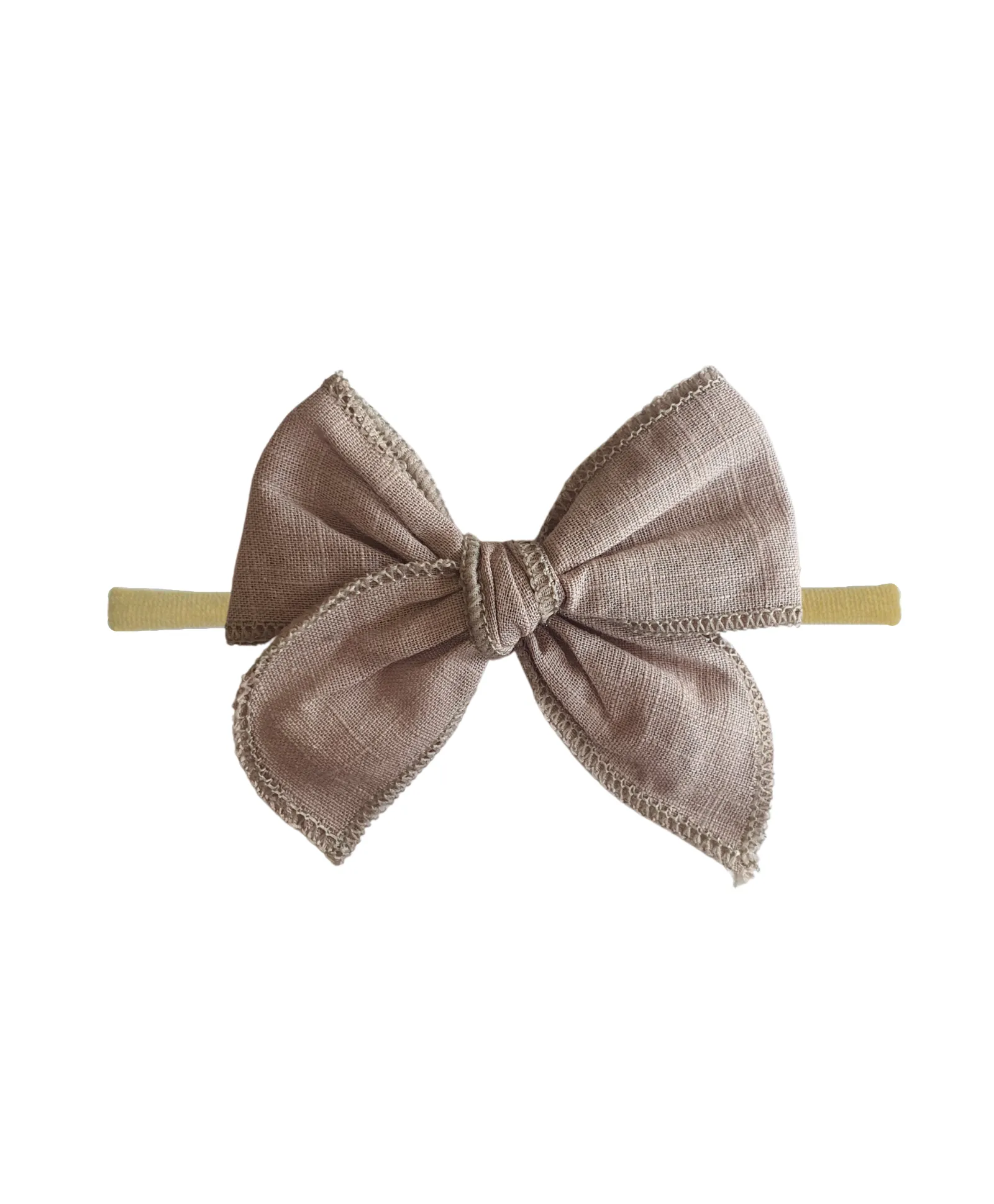 Newborn Linen Knit Bow Headband- Khaki