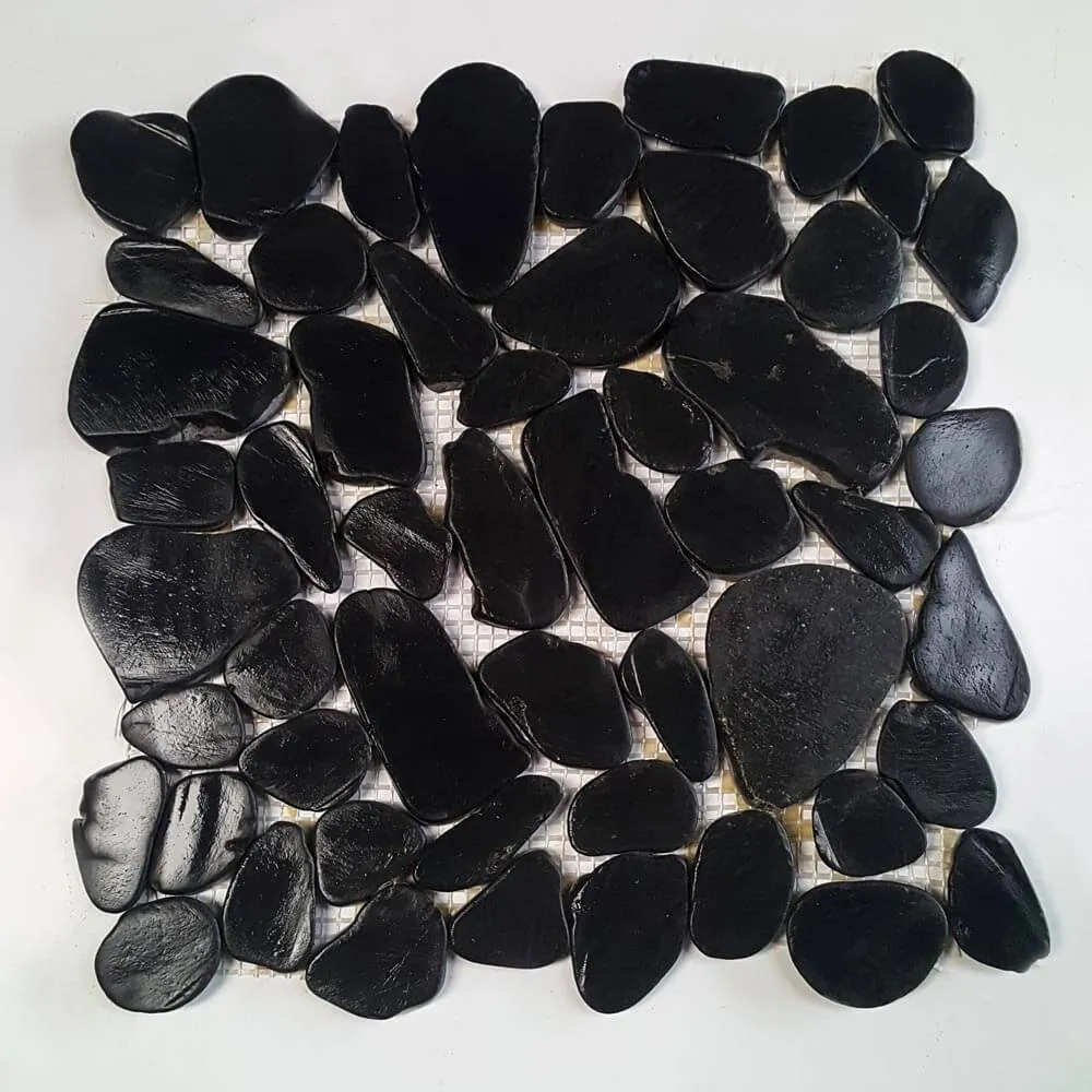 Pure Black - Shaved Pebble Tile