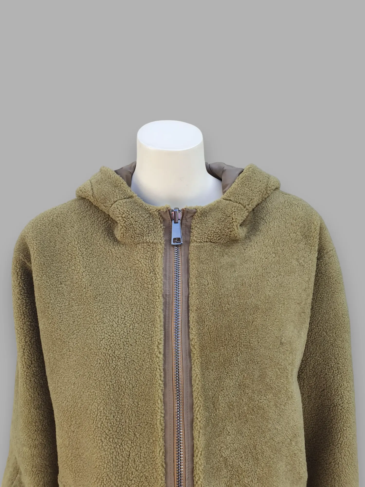 "Suprema" Senape Merino Shearling Jacket w/ Reversible Raincoat - Size 42