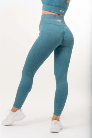 Ribbed Leggings - Scrunch Bum - Acid Teal