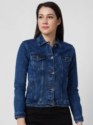 Spykar Women Washed Cotton Crop Denim Jacket