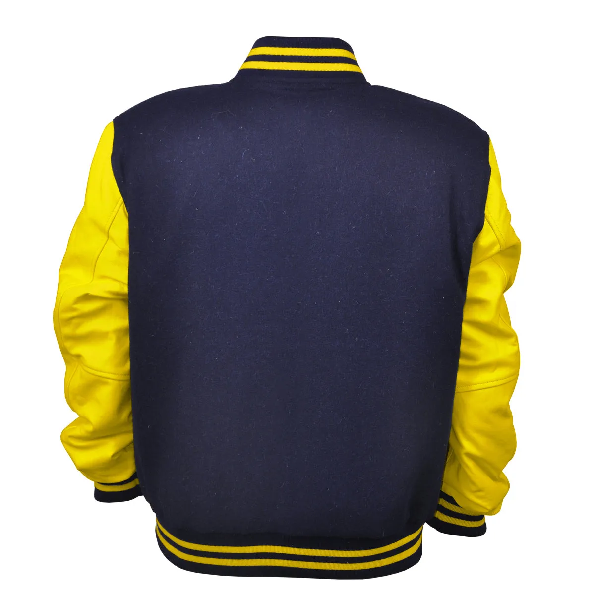 Woman Jacket Wool Leather Navy Blue/Yellow