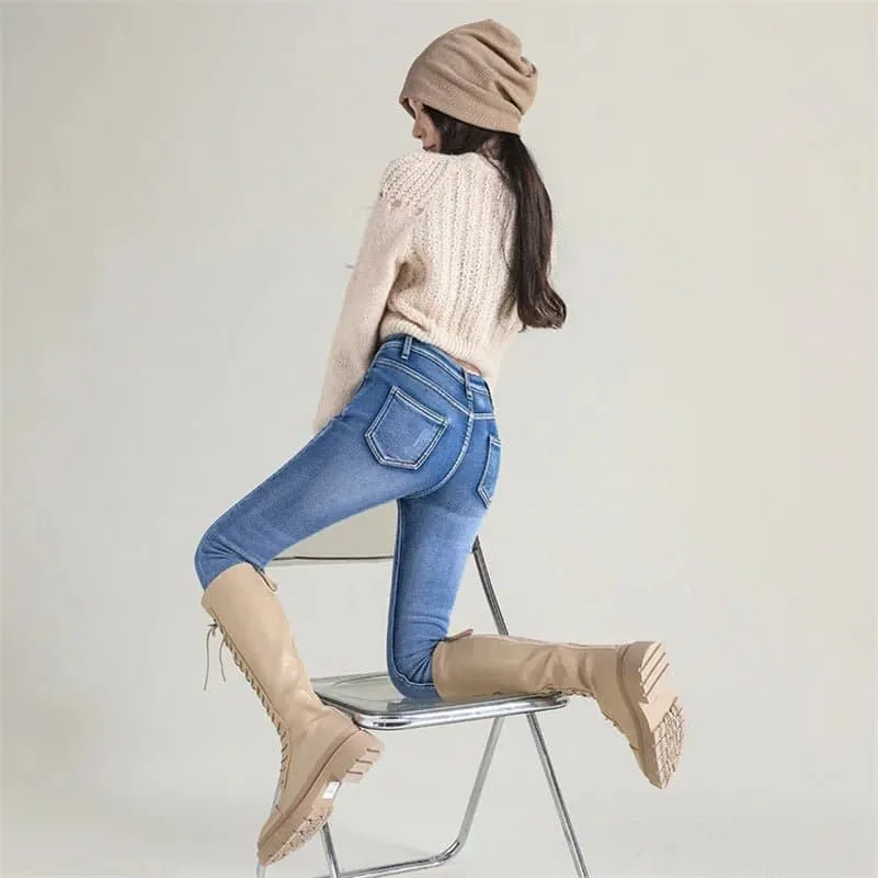 Women's Fleece Lined Jeans - Warm & Cozy Straight Leg Pants