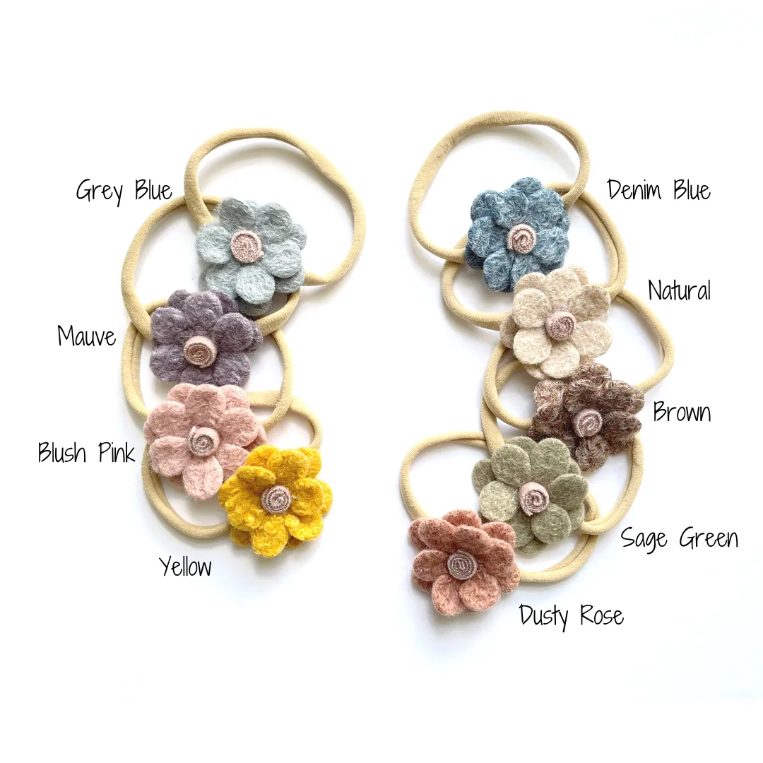 Woolen Felt Flower (Pick your Color & Style)