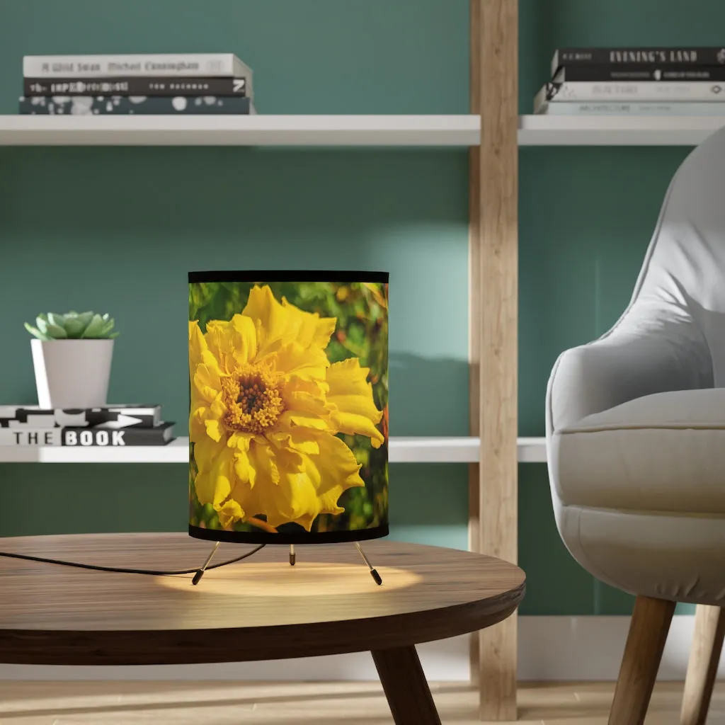 Yellow Flower Tripod Lamp with High-Res Printed Shade, US/CA plug