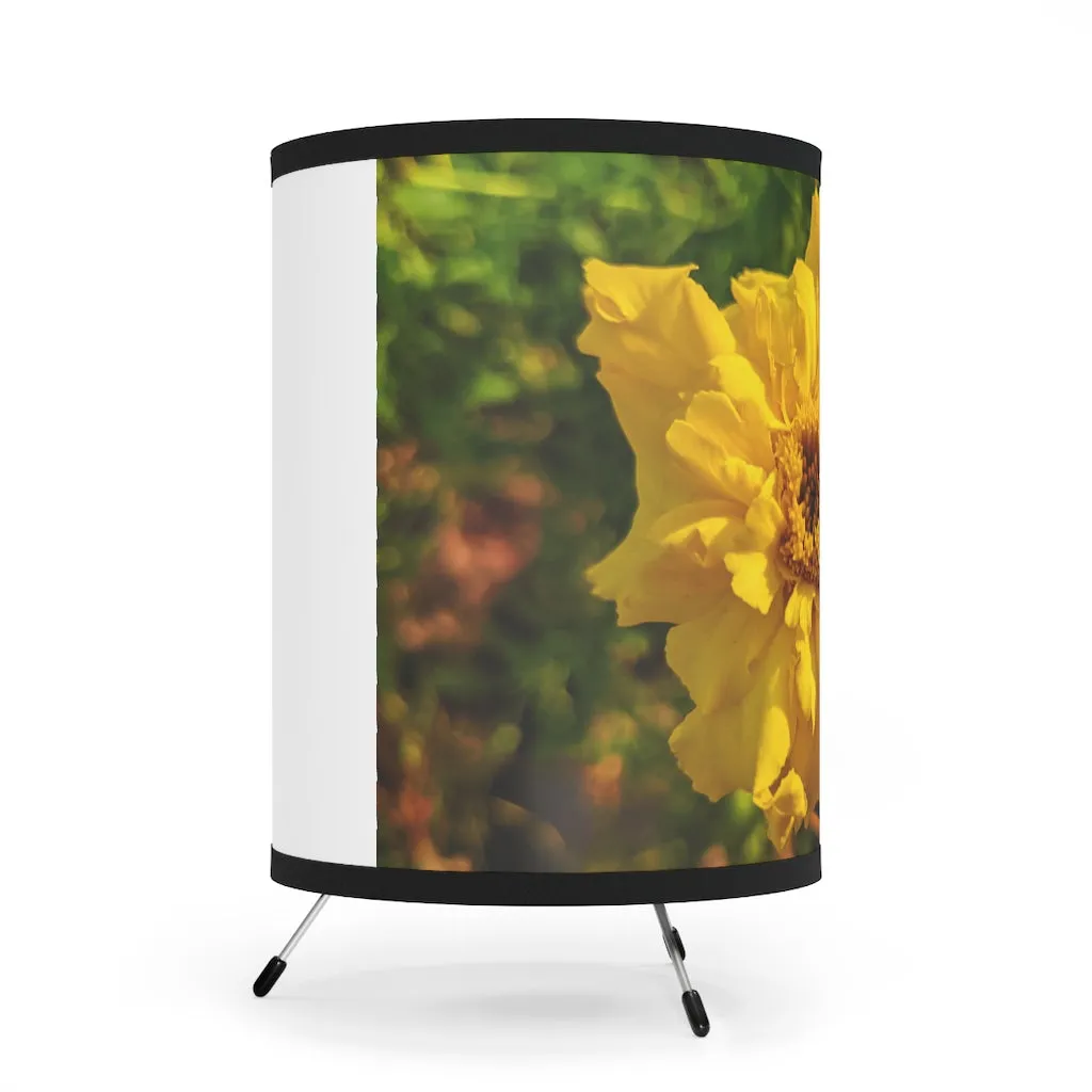 Yellow Flower Tripod Lamp with High-Res Printed Shade, US/CA plug