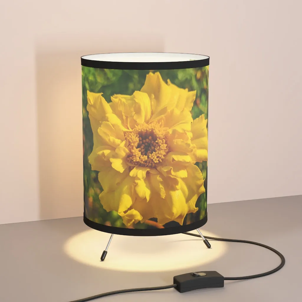 Yellow Flower Tripod Lamp with High-Res Printed Shade, US/CA plug