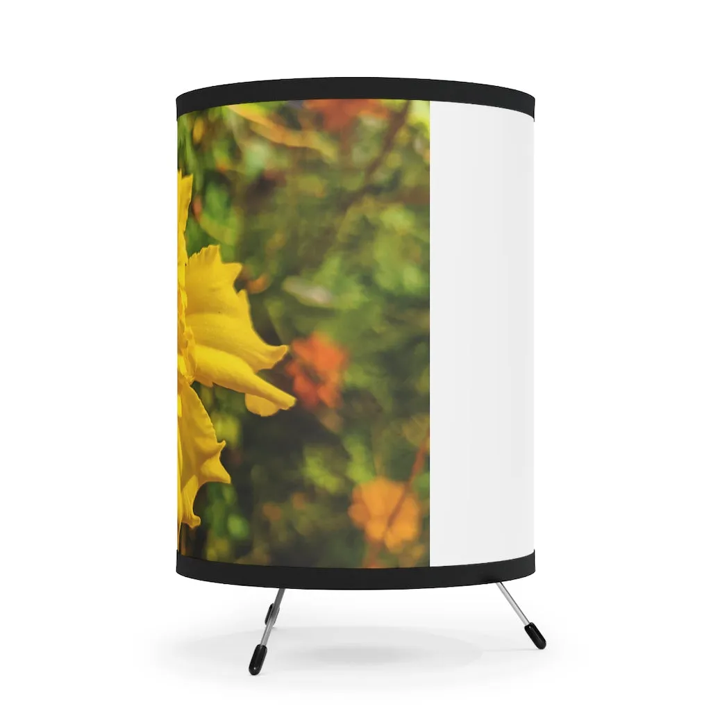 Yellow Flower Tripod Lamp with High-Res Printed Shade, US/CA plug